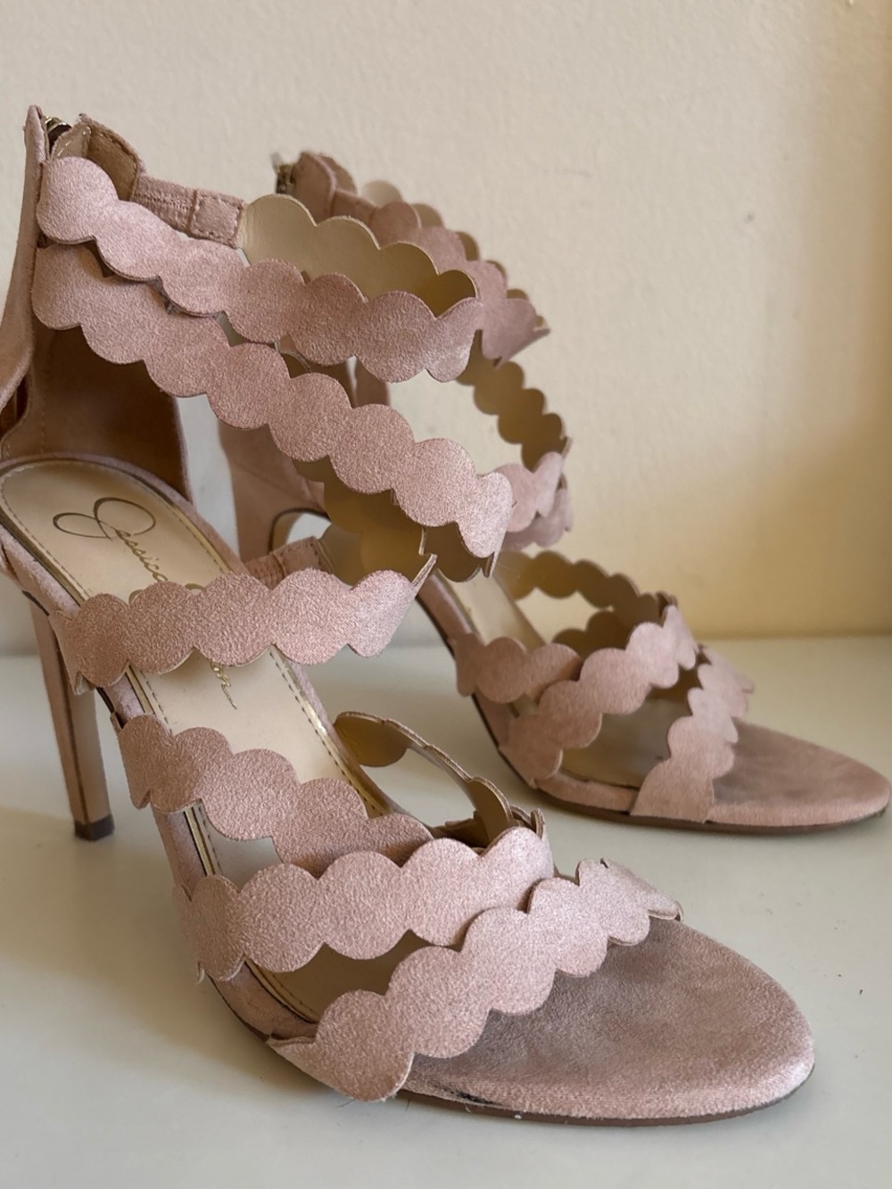 Pink Jessica Simpson heels 8.5Women's Scalloped Strap High Heel - Blush Pink